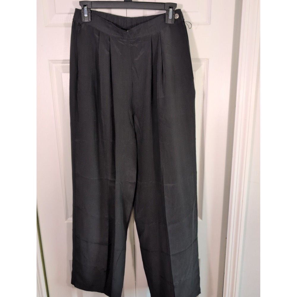 Vintage Bonwit Teller NY Black 100% Silk Pants Size Medium